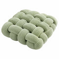 Cuscino decorativo quadrato 45 cm in tessuto bouclé verde salvia intrecciato