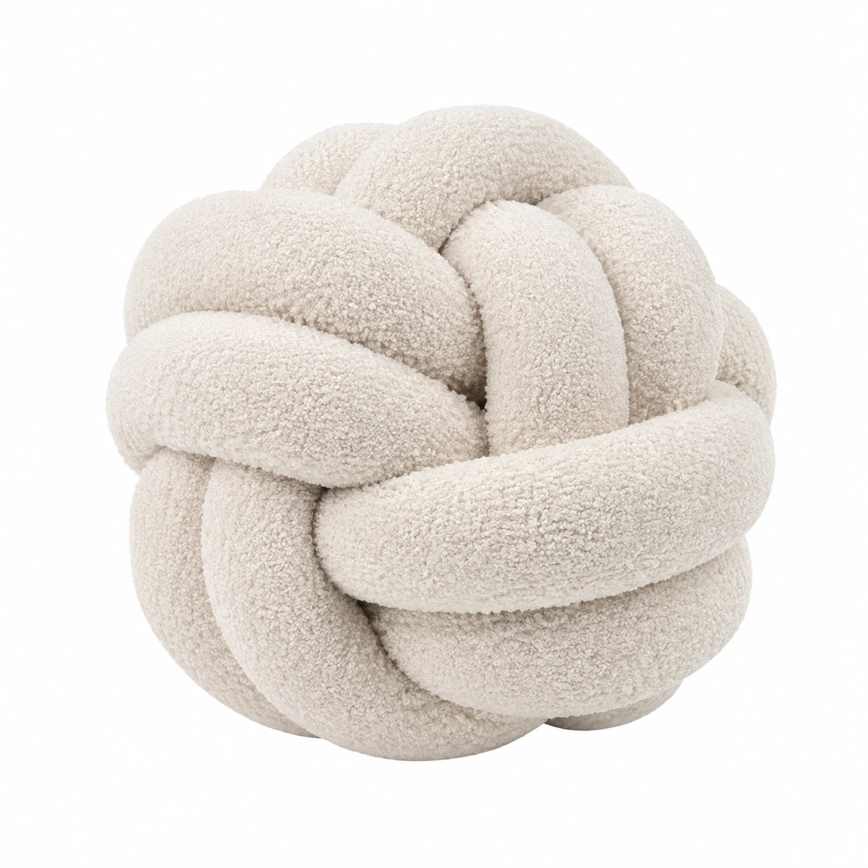 Cuscino decorativo annodato diametro 30 cm in tessuto bouclé beige - stile moderno