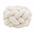 Cuscino decorativo annodato diametro 30 cm in tessuto peluche avorio stile moderno