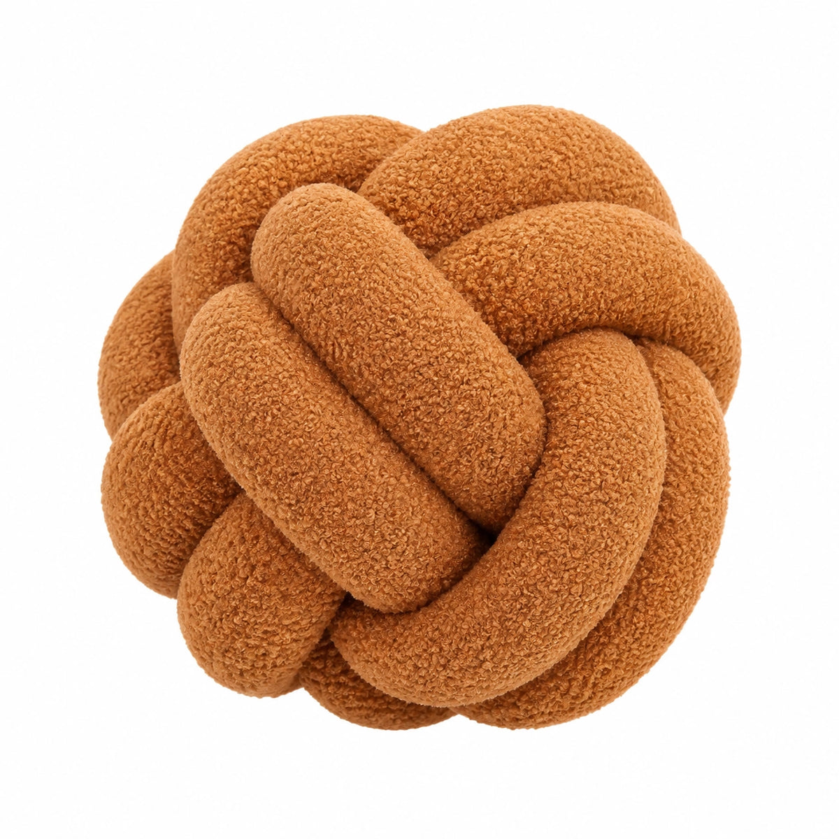 Cuscino decorativo a nodo 30 cm in tessuto bouclé marrone stile moderno
