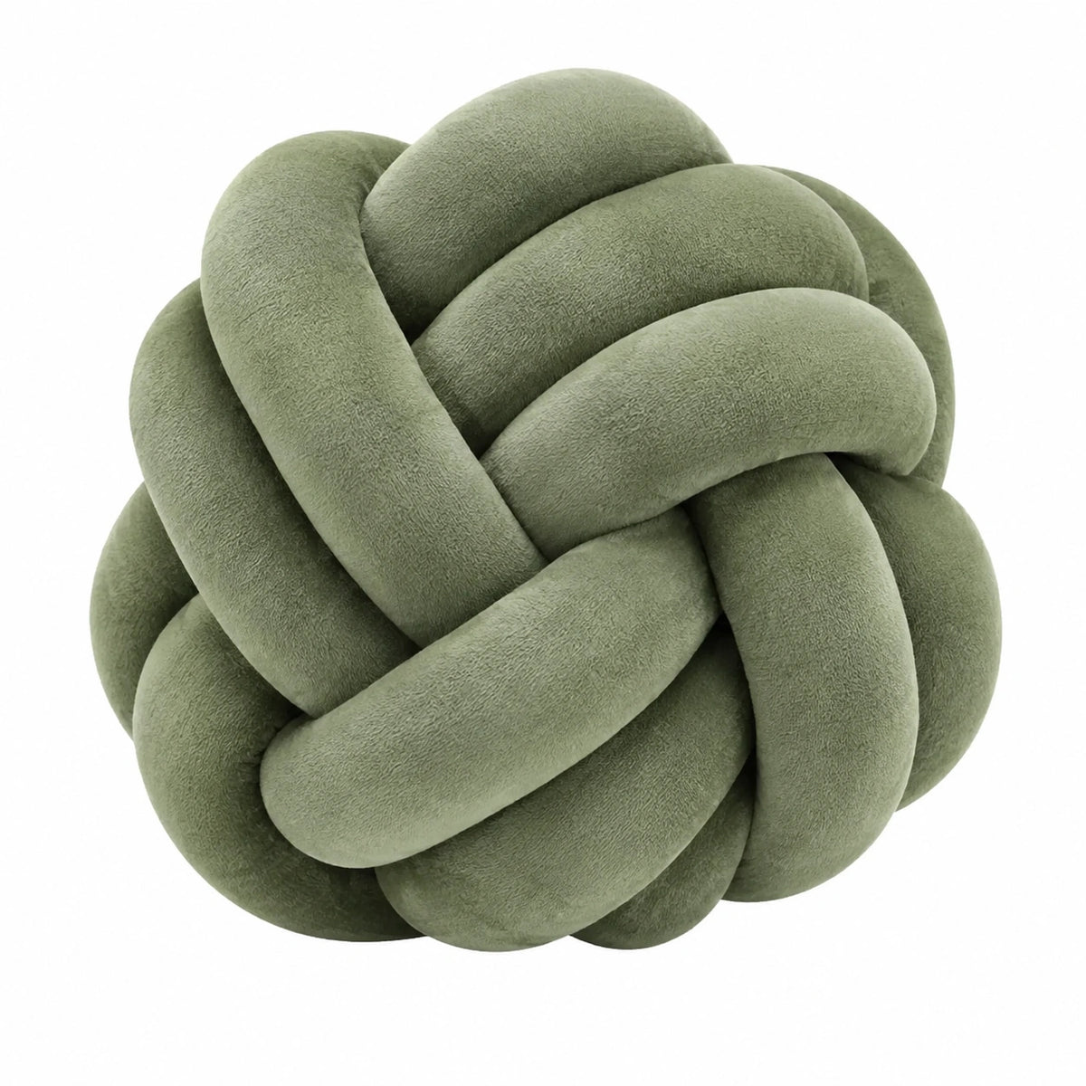 Cuscino decorativo annodato 30 cm in tessuto verde salvia - morbido per soggiorno