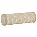Cuscino cilindrico 20 x 50 cm in tessuto beige e avorio con frange decorativo