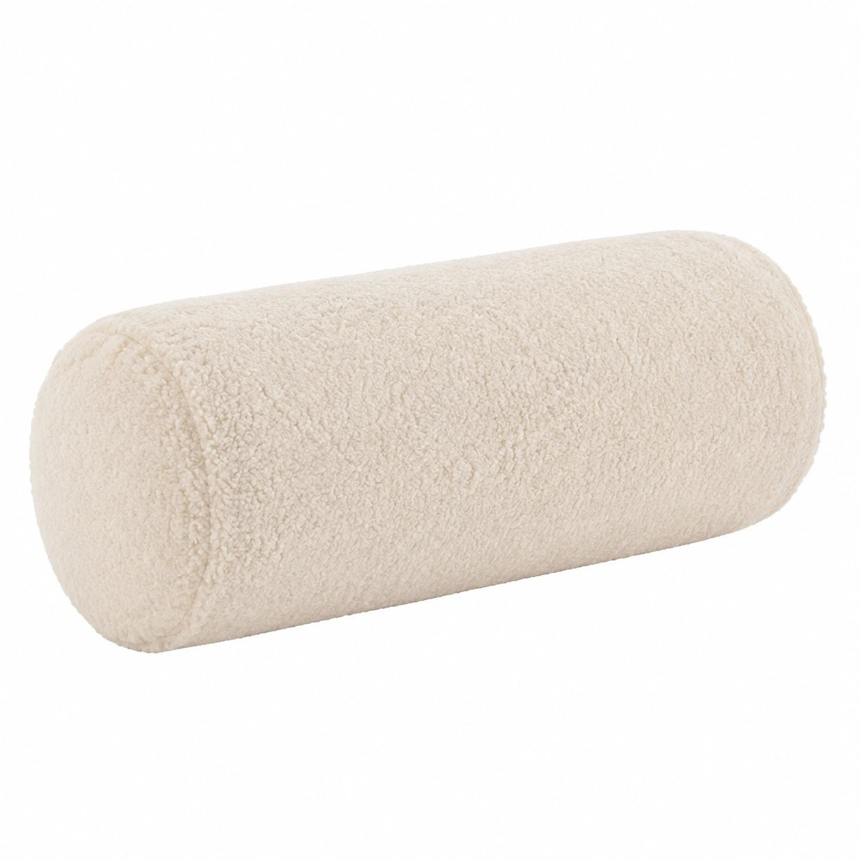 Cuscino cilindrico 20 x 50 cm in tessuto bouclé avorio - supporto decorativo