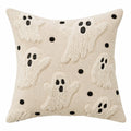Cuscino decorativo quadrato 45 cm in tessuto beige e nero con fantasmi in rilievo - stile Halloween