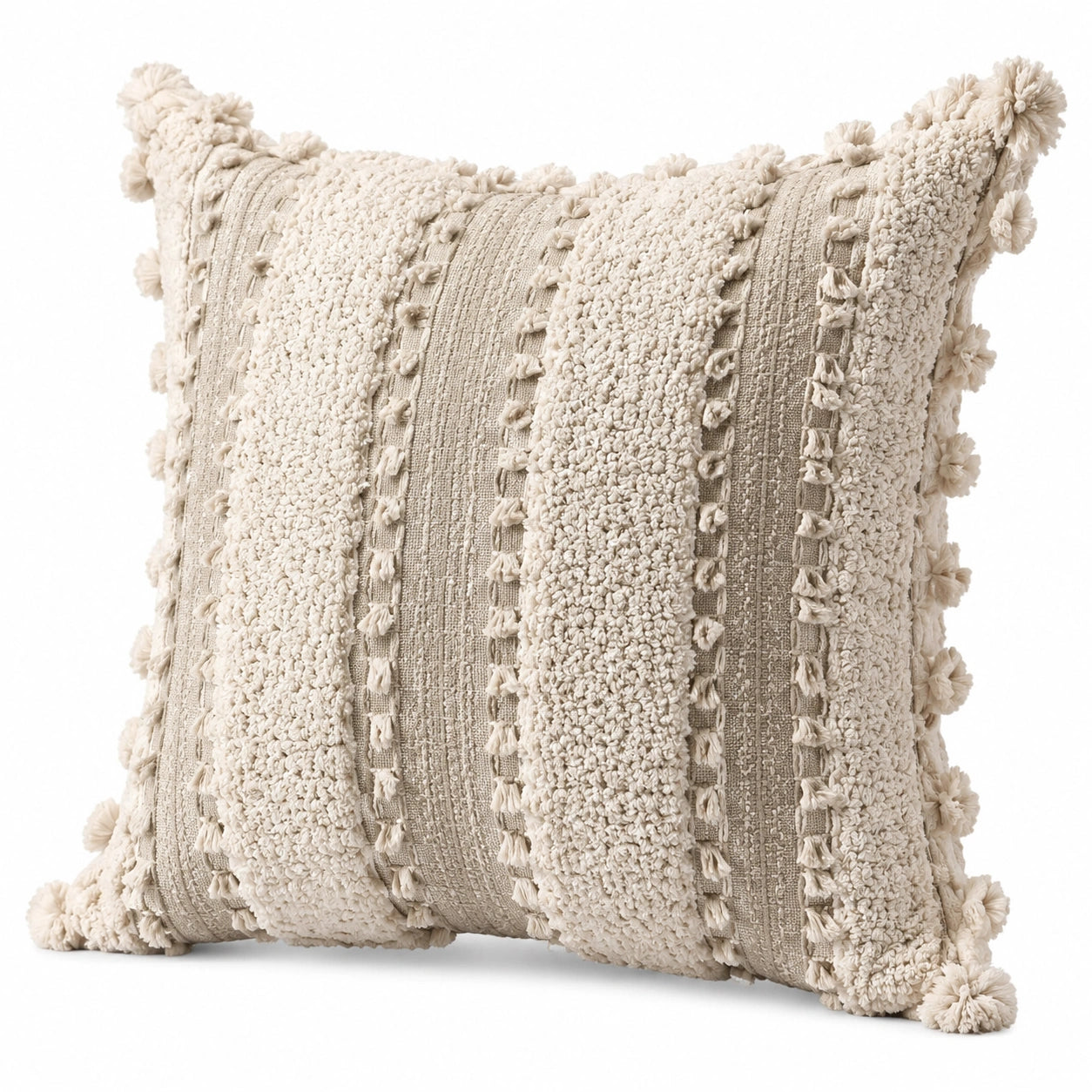 Cuscino decorativo quadrato 45 x 45 cm in tessuto beige stile boho