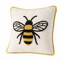 Cuscino decorativo quadrato 45 cm in tessuto bianco e giallo con ape ricamata