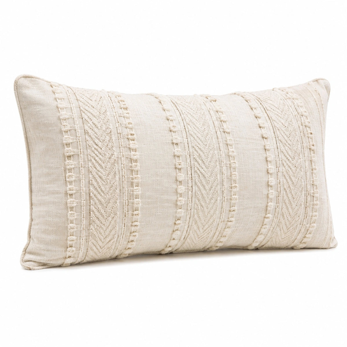 Cuscino decorativo rettangolare 50 x 30 cm in tessuto beige per divano stile boho