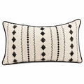 Cuscino decorativo rettangolare 50 x 30 cm in tessuto avorio e nero con motivo geometrico - stile bohémien