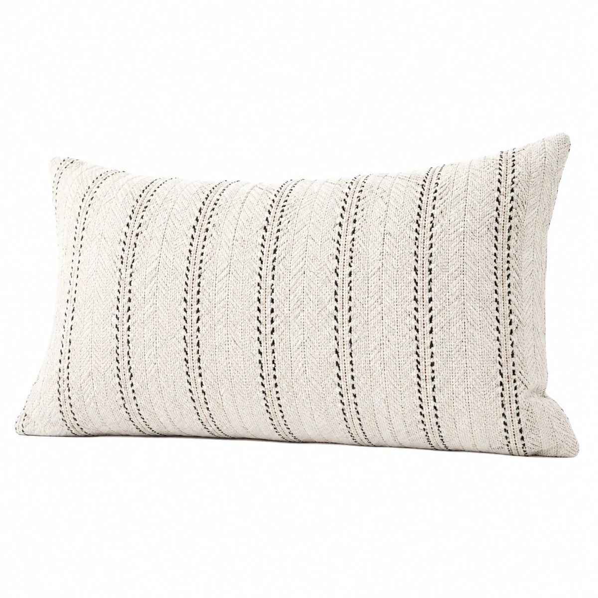 Cuscino decorativo 50 x 30 cm in tessuto intrecciato avorio e nero - stile boho