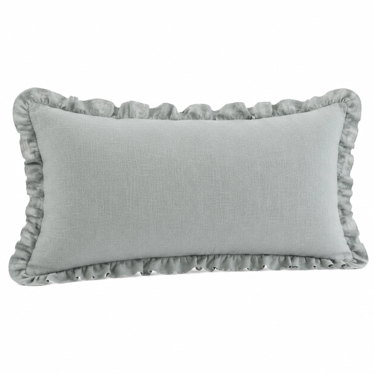 Cuscino decorativo rettangolare 50 x 30 cm in tessuto grigio con volant