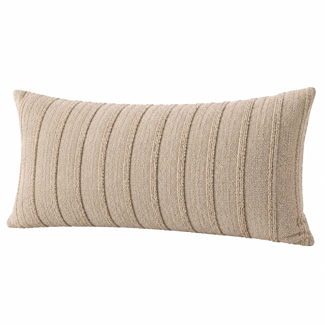 Cuscino decorativo rettangolare 50 x 30 cm in tessuto beige a rilievo per divano e letto