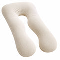 Cuscino gravidanza 140 cm in velluto a coste beige - supporto a U