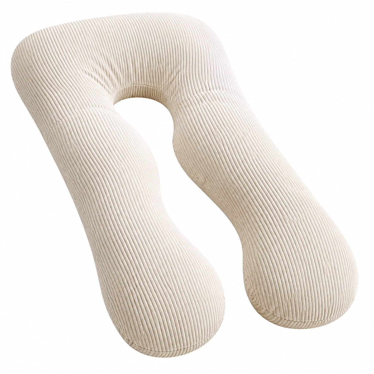 Cuscino gravidanza 140 cm in velluto a coste beige - supporto a U