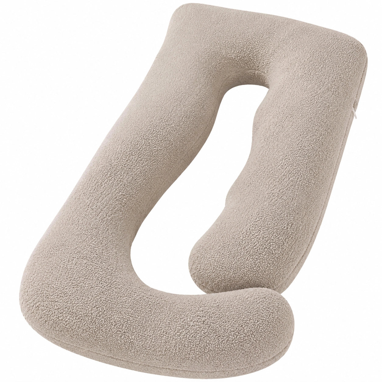 Cuscino a U 140 cm in tessuto bouclé beige per gravidanza e riposo