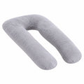 Cuscino gravidanza a U 120 cm in tessuto effetto peluche grigio - supporto per riposo