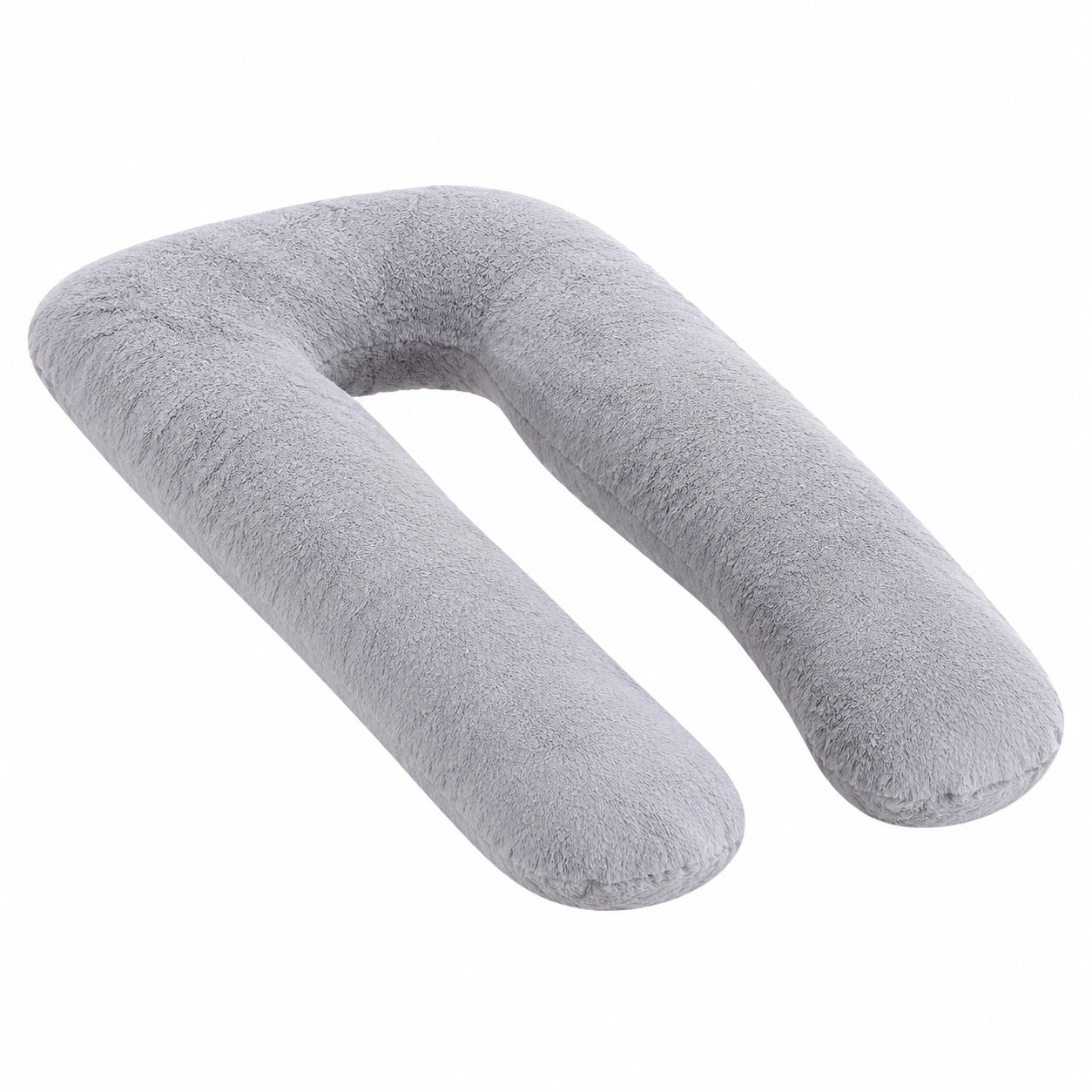 Cuscino gravidanza a U 120 cm in tessuto effetto peluche grigio - supporto per riposo