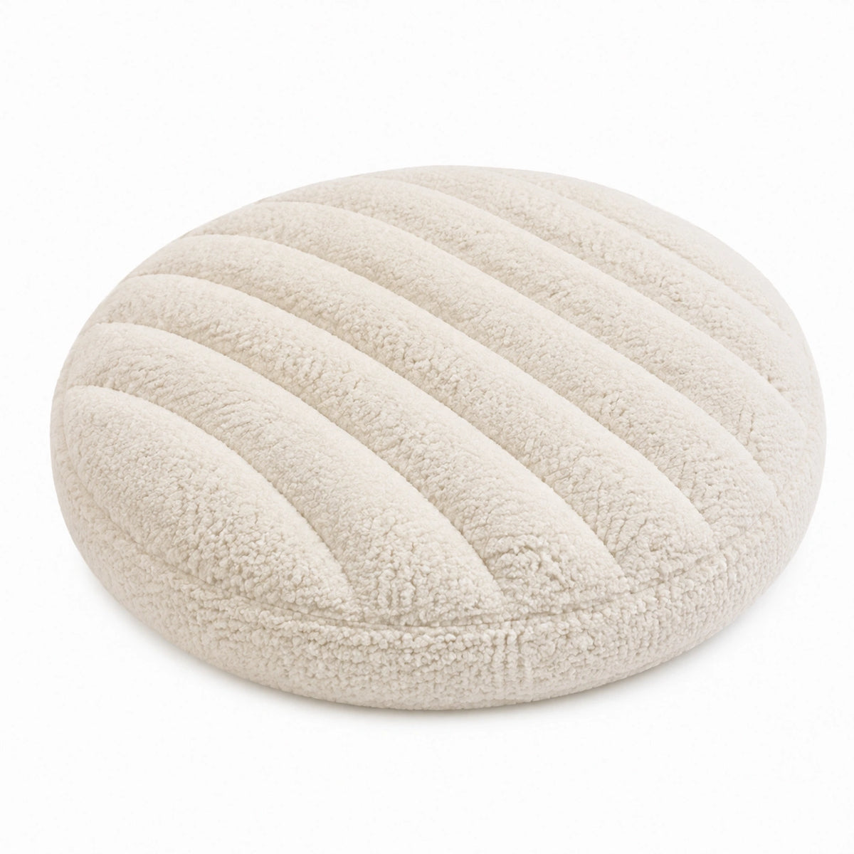 Cuscino rotondo da pavimento 70 cm in tessuto bouclé avorio - imbottito stile contemporaneo