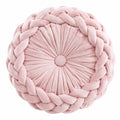 Cuscino rotondo 40 cm in poliestere rosa con intreccio decorativo