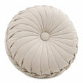 Cuscino decorativo rotondo 40 cm in tessuto beige per divano stile plissettato
